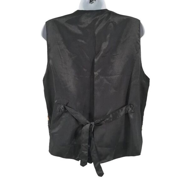 Vintage Beaded & Sequin Animal Print Vest | Mixed Zebra & Leopard Motif - Picture 2 of 3